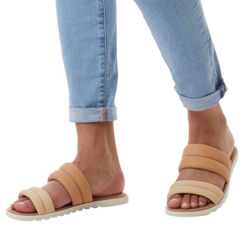 EUC Sorel Leather Ella Il Puff Slide Sandals Size 8 - Picture 2 of 11